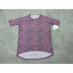 LuLaRoe Irma Shirt Womens Small Pink Blue Paisley Floral Tunic High Low‎ NWT
